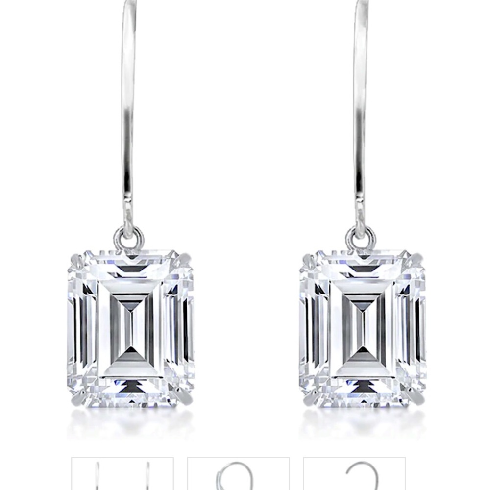 14k gold emerald cut cubic zirconia earrings